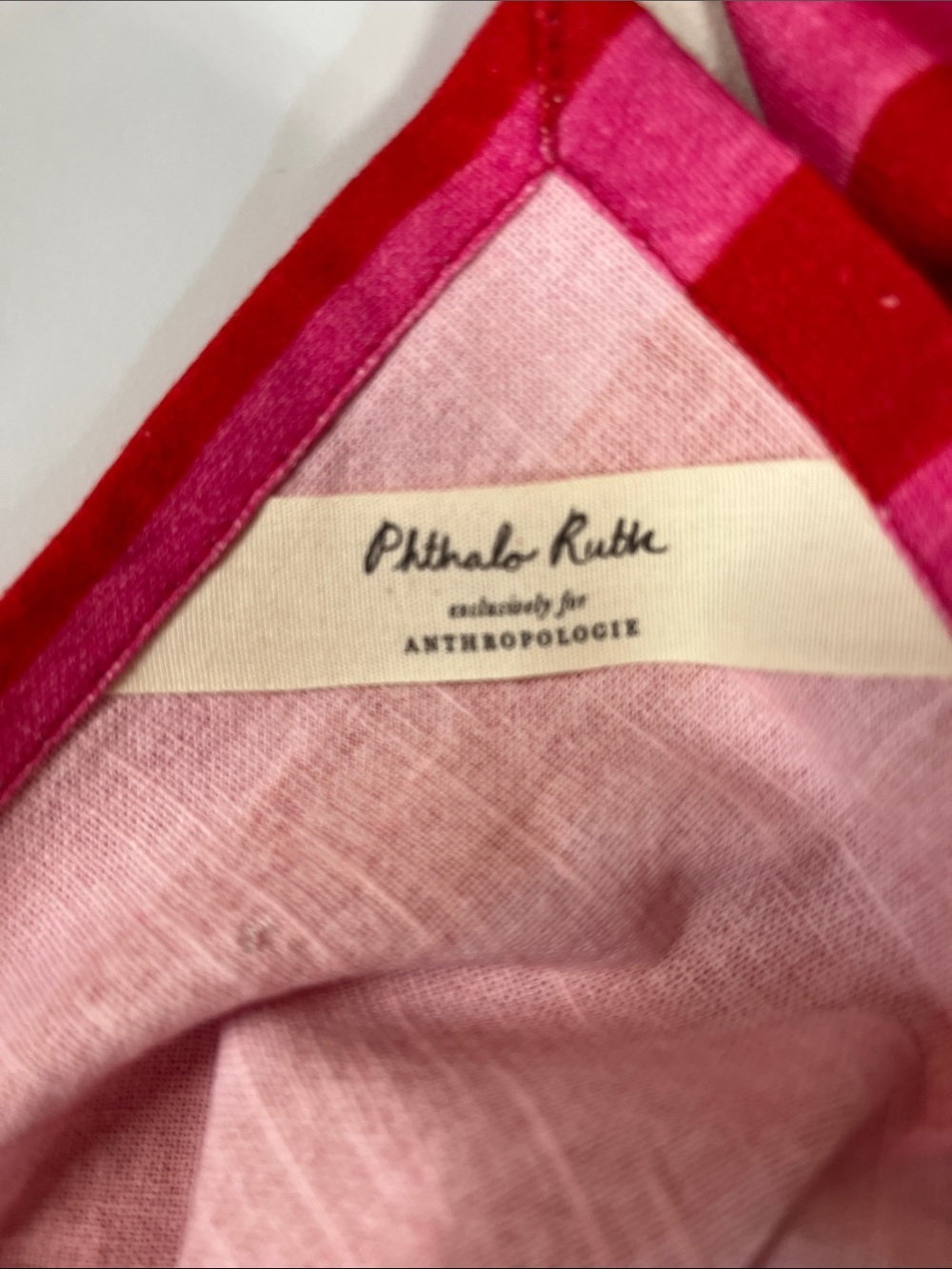 Anthropologie Ibiza Pink & Red Striped Beach Towel with Bar Graphic - Picture 4 of 4